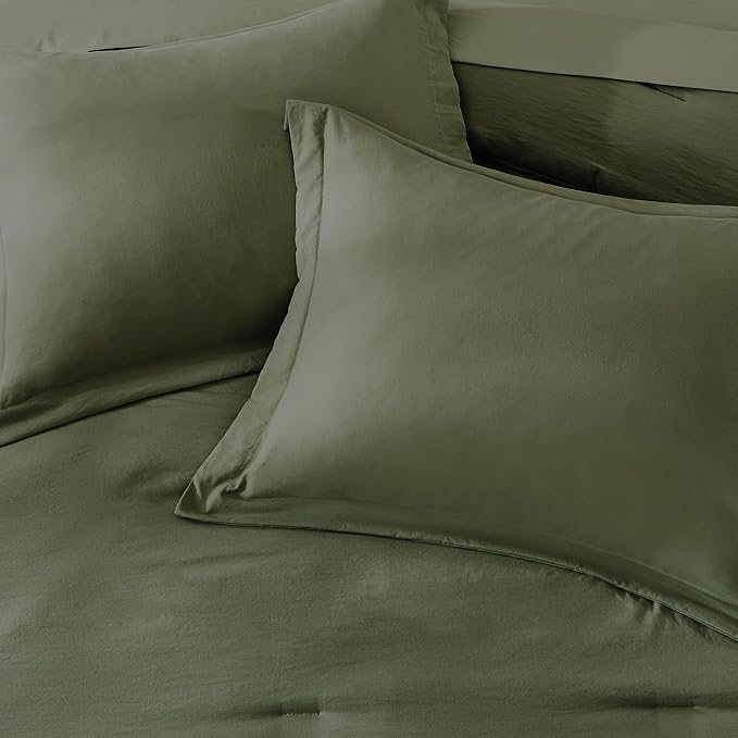 WRENSONGE Oversize King Size Comforter Sets, 7 Pieces Olive Green Bed in a Bag - Image 8