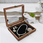 MOOCA Tempered-Glass Top 2 pieces Set Small Wooden Jewelry Display Case - Image 8