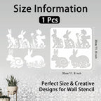 INFUNLY Easter Rabbit Stencil for Painting 11.8x11.8 Happy Spring Flower Wall - Image 2