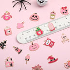 SANNIX 110Pcs 55 Pairs Pink Halloween Charms Bulk Cute Enamel Jewelry Charm | - Image 5