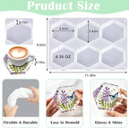 YOILES Deep Coaster Resin Molds Silicone Hexagon Silicone Molds - Image 2
