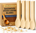 Basswood Spoon Carving Blanks 4-Pack: Unfinished Soft Wood Spoon Kit by YourTrustedCompanionontheCarvingJourney