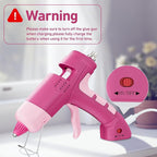 20W Cordless Hot Glue Gun with 30 Sticks Set, Rechargeable Pink Mini Glue Gun - Image 6