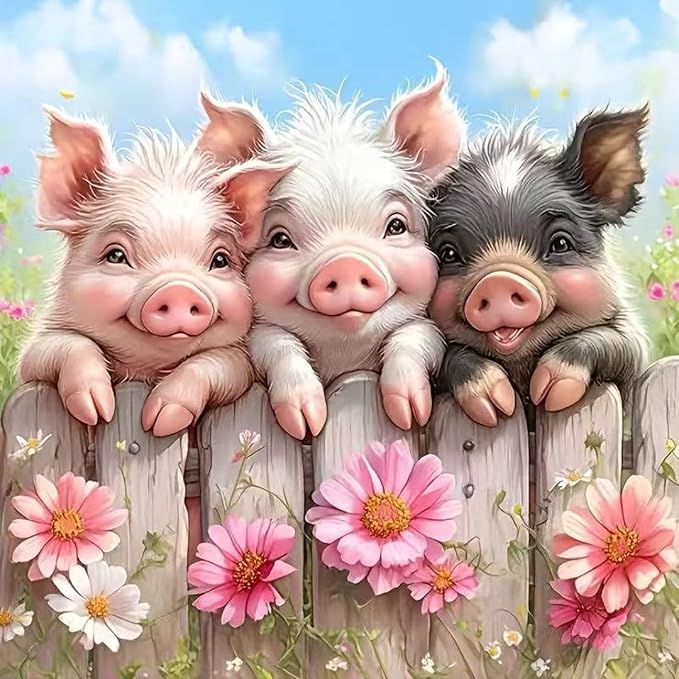 Pig Flower Diamond Art Kits For Adults, 5D Diamond Painting Kits for Beginner by Unknown