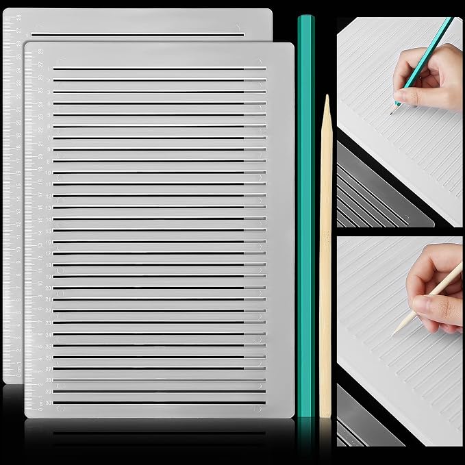 Fainne 2Pack Plastic Straight Line Stencil Template by Fainne