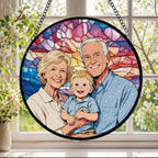 Personalized Family Stained Glass Sun Catcher, Customized Stained Glass Window by Godmerch