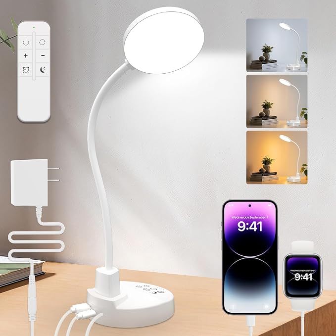 15W LED Desk Lamp with USB Charging Ports, Dimmable Table Lamp with 3 Color by Unknown