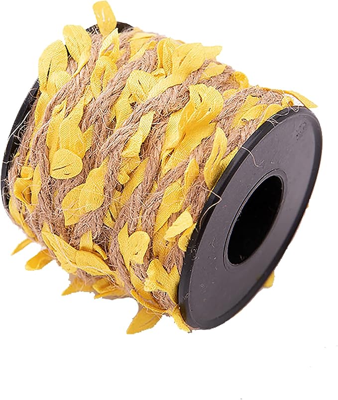 33 feet Natural Twine Yellow Leaf Jute 3ply 2MM Rope Hemp Burlap Ribbon String by SPDTECH