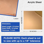 Duco Clear Cast Acrylic Sheets 1/4" Thick 12" x 12" - Image 2