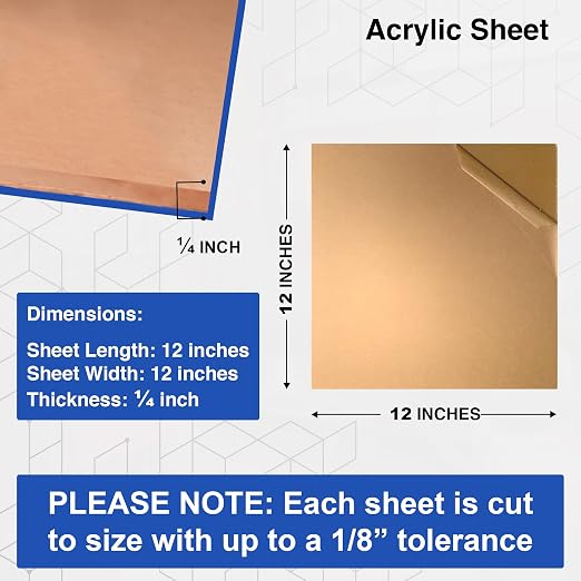 Duco Clear Cast Acrylic Sheets 1/4" Thick 12" x 12" - Image 2