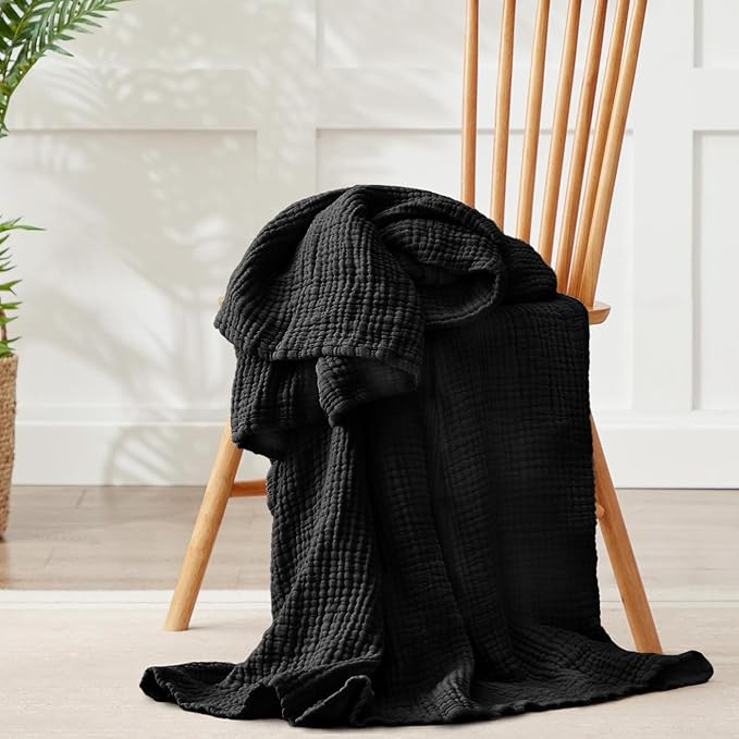 100% Cotton Muslin Blanket Twin 66" x 90", 6 Layers Breathable and Lightweight - Image 3