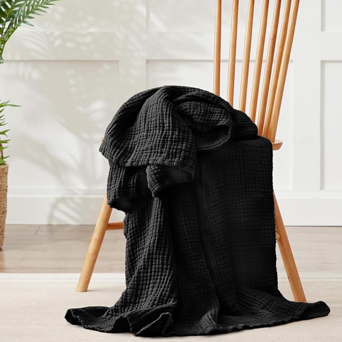 100% Cotton Muslin Blanket Queen 90" x 90", 6 Layers Breathable and Lightweight - Image 7