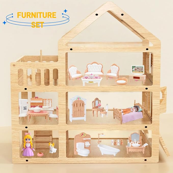 Princess Dollhouse Furniture Set, 48 Piece Luxury Miniature Accessories - Image 5