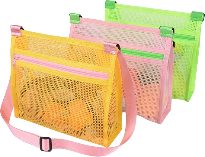 MUYIZI Mesh Beach Bag for Shells Collecting 3 Pack, Sea Shell Bags for Picking by MUYIZI