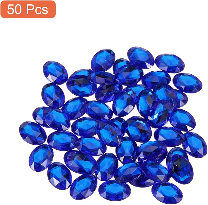 MECCANIXITY 50Pcs Acrylic Oval Gems 13x18 mm Flat Back Artificial Rhinestones - Image 3