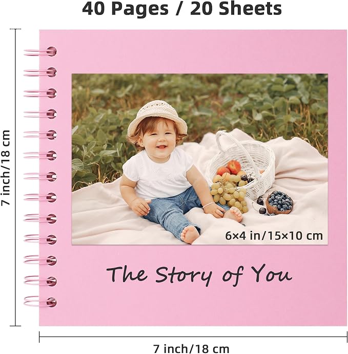 7x7 Inch DIY Scrapbook Photo Album, Hardcover Kraft Paper Acid-Free, 20 Sheets - Image 2