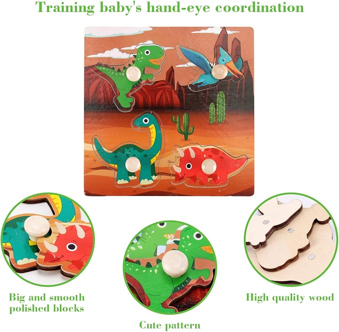 Wooden Peg Puzzles for Toddlers 1-3, Kids Educational Preschool Peg Puzzle Toy - Image 4