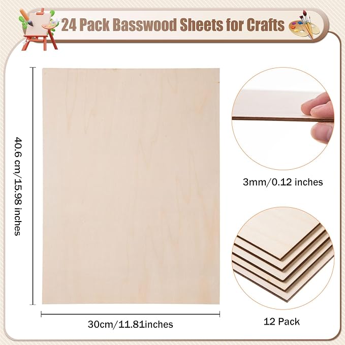 MoDooris 24 Pcs Basswood Sheets - Image 2