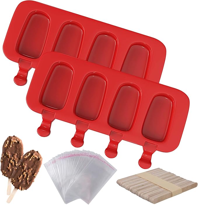 Ozera 2 Pack Popsicles Molds, Silicone Oval Homemade Cake Pop Molds | Reusable by Ozera