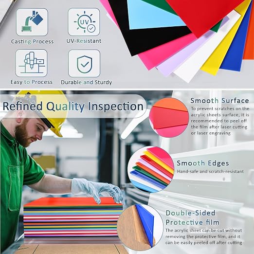 Acrylic Sheets Bulk, MAPRIAL 10Pcs 12 x 12 x 1/8" Thick Opaque Colored Cast - Image 3