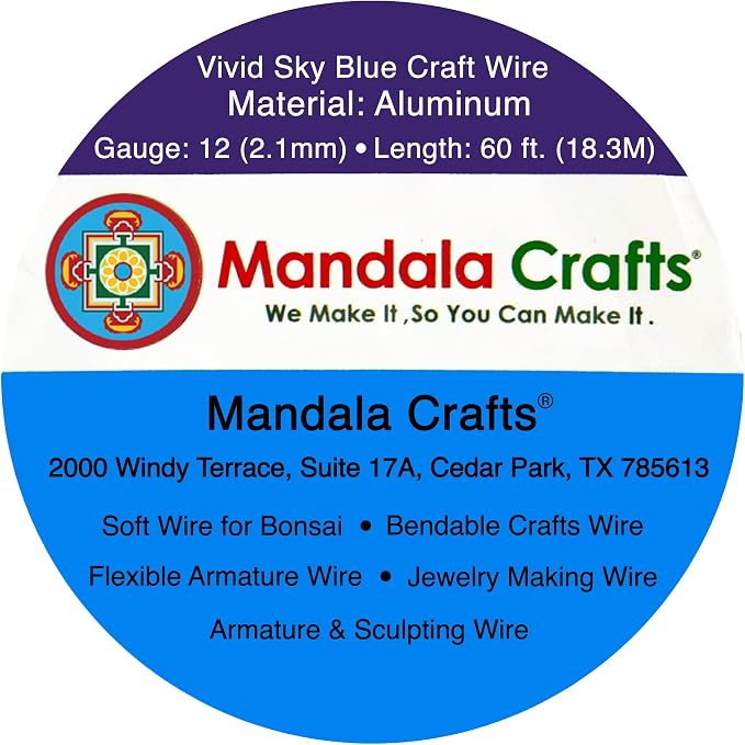 Mandala Crafts 12 Gauge Vivid Sky Blue Anodized Aluminum Craft Wire, 60 FT | - Image 3