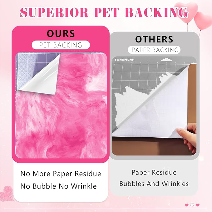 Fuchsia Texture Patterned Permanent Adhesive Vinyl 16pcs 12'' x 10'' | Pink Red - Image 4