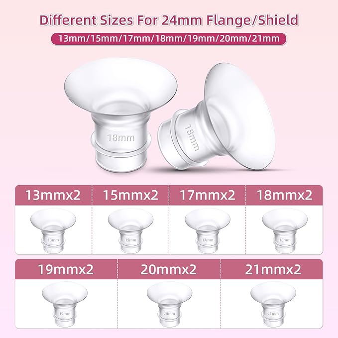 Flange Inserts 17mm for Medela,Spectra 24mm Shields/Flanges,Compatible with Momcozy S12 Pro/S9 Pro/S9/S12 Wearable Breast Pump,Reduce 24mm Nipple Tunnel Down to 17mm,4PCS