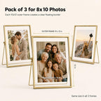 AceList Floating Picture Frame, 3 Pack 8x10 Gold Double Glass | Clear - Image 7