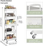 Sywhitta 5-Tier Plastic Rolling Utility Cart - Image 3
