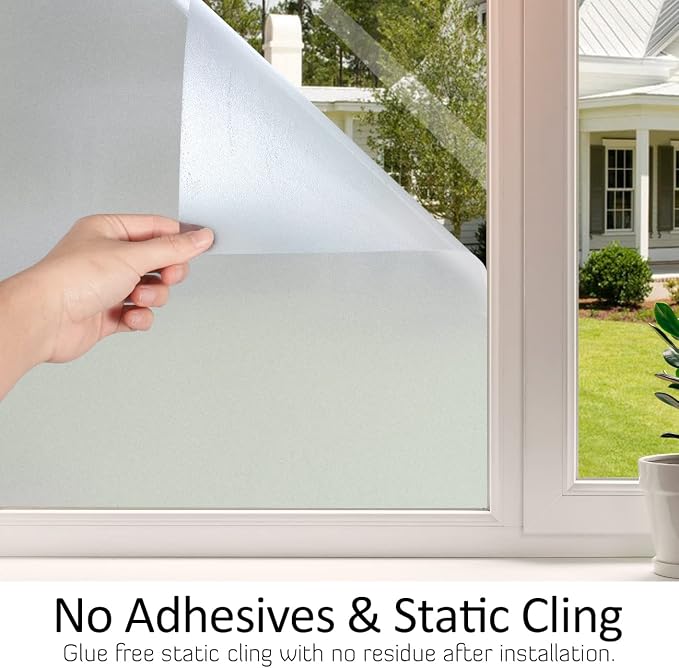 HIDBEA Frosted Window Privacy Film Heat Control UV Blocking, Static Cling - Image 7