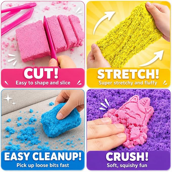 Carolart 10 Colors Cloud Sand, Stretch Sensory Sand Refill - Image 2