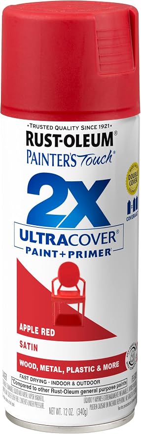 Rust-Oleum Painter's Touch 2X Ultra Cover Spray Paint, Satin Apple Red | Indoor by Rust-Oleum