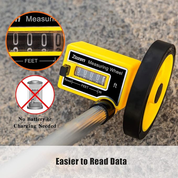 Zozen 4-Inch Measuring Wheel in Feet and Inches, One-Key to Reset | Telescopic - Image 4