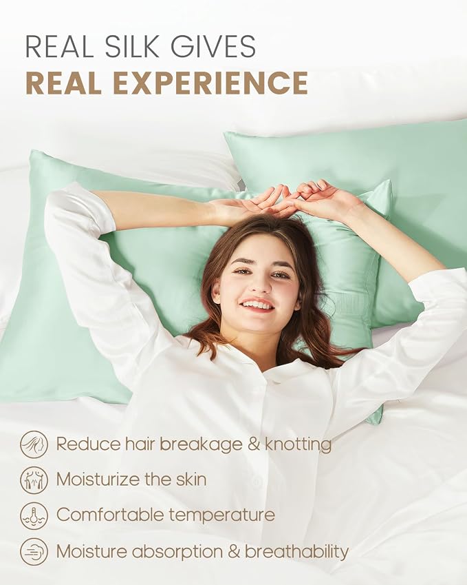 THXSILK Set of 2 100% Mulberry Silk Pillowcase - Image 3