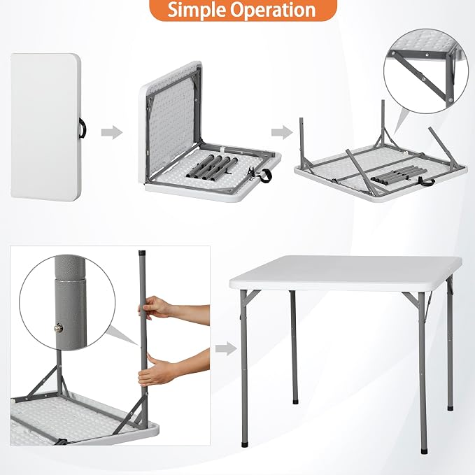 SUPER DEAL 3 Foot Square Folding Card Table, Indoor Outdoor Portable Plastic - Image 5