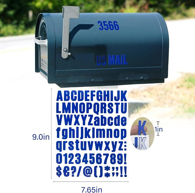 Letter Stickers, Mailbox Numbers, 1 Inch Waterproof Vinyl Alphabet | 1 Inch Blue - Image 2