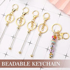 Tondiamo 12 Pcs Beadable Keychains Bars Bulk Blank Beaded Metal Keychain - Image 4