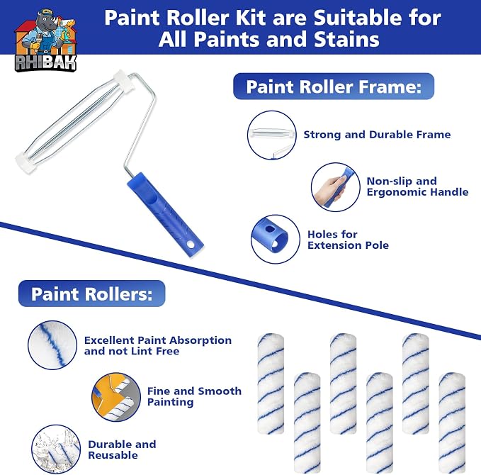 Paint Roller Kit with Extension Pole, 27 Piece Set, 2 to 4 Ft Pole, Paint - Image 2