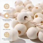 Natural Wood Beads Bulk Unfinished Round Wooden Beads - Image 3
