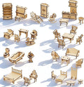 LOVEINUSA 34 PCS DIY Wooden Dollhouse Furniture Set, 1:20 Scale Miniature Room by LoveInUsa