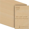 Baltic Birch Plywood, 3 mm 1/8 x 12 x 20 Inch Craft Wood, Box of 100 B/BB Grade by Woodpeckers