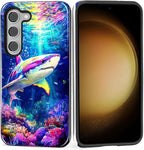 for Samsung Galaxy S23 Case, Colorful Ocean Sharks Pattern Glossy 2 in 1 by Teonvpu