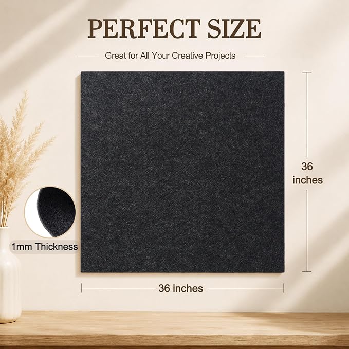 Charcoal Gray Large Felt Fabric 36" x 36", 1mm Stiff Felt Sheet, Nonwoven Fabric - Image 3