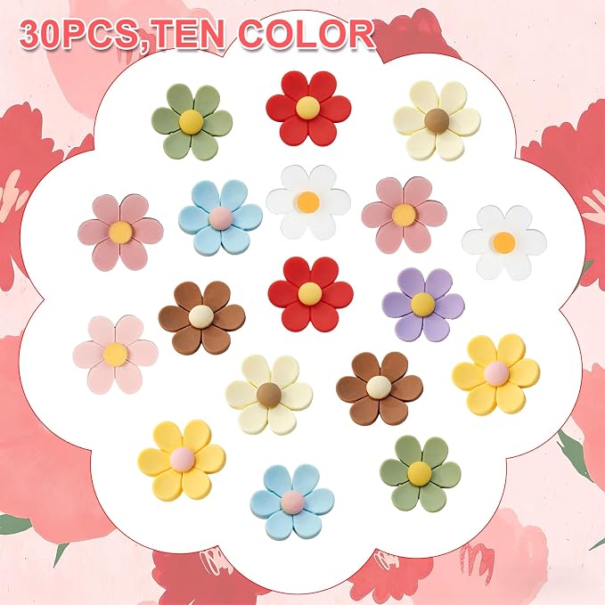 30PCS Cute Push Pins, Bulletin Board Pins, Bulletin Board Decorations, Flower - Image 4