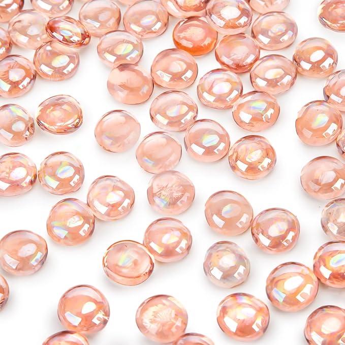 DomeStar 1 LB Flat Glass Marbles, Champagne Decorative Marbles by DOMESTAR