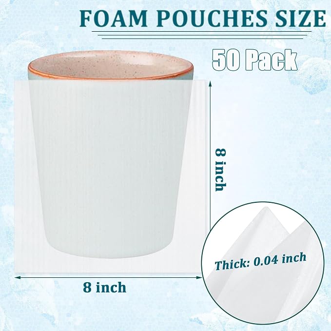 50 Pack Foam Pouches 8x8 Inch, Cushion Foam Pouches - Image 2