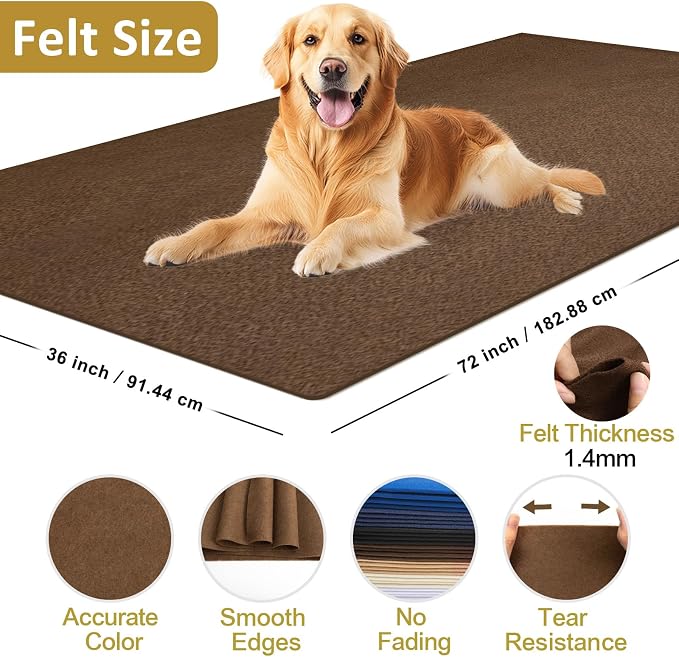 XSEINO Chocolate Brown Large Felt Fabric 72" X 36 ", 1.4 mm Thick Soft Felt - Image 2