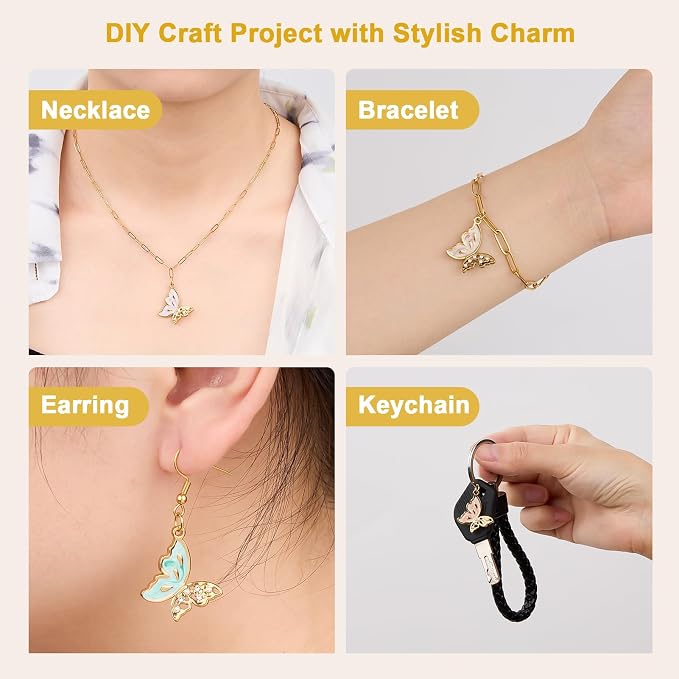 UMAOKANG 8pcs Colorful Enamel Butterfly Charm Bulk - Image 7