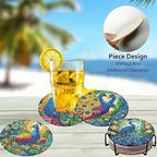 8 Pack Diamond Art Coasters, Peacock animals Diamond Painting Coasters Kits | - Image 4