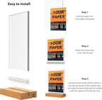 Acrylic Sign Holder with Wood Base 8.5x11 Inch Vertical and Slant Displays - Image 4